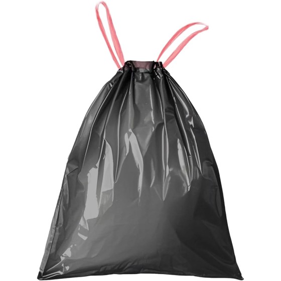 8 Gallon Trash Bags Drawstring, Pack of 40, 8 Gal Garbage Bag, 55x65cm Size, 8.4g/pcs, Unscented, Black
